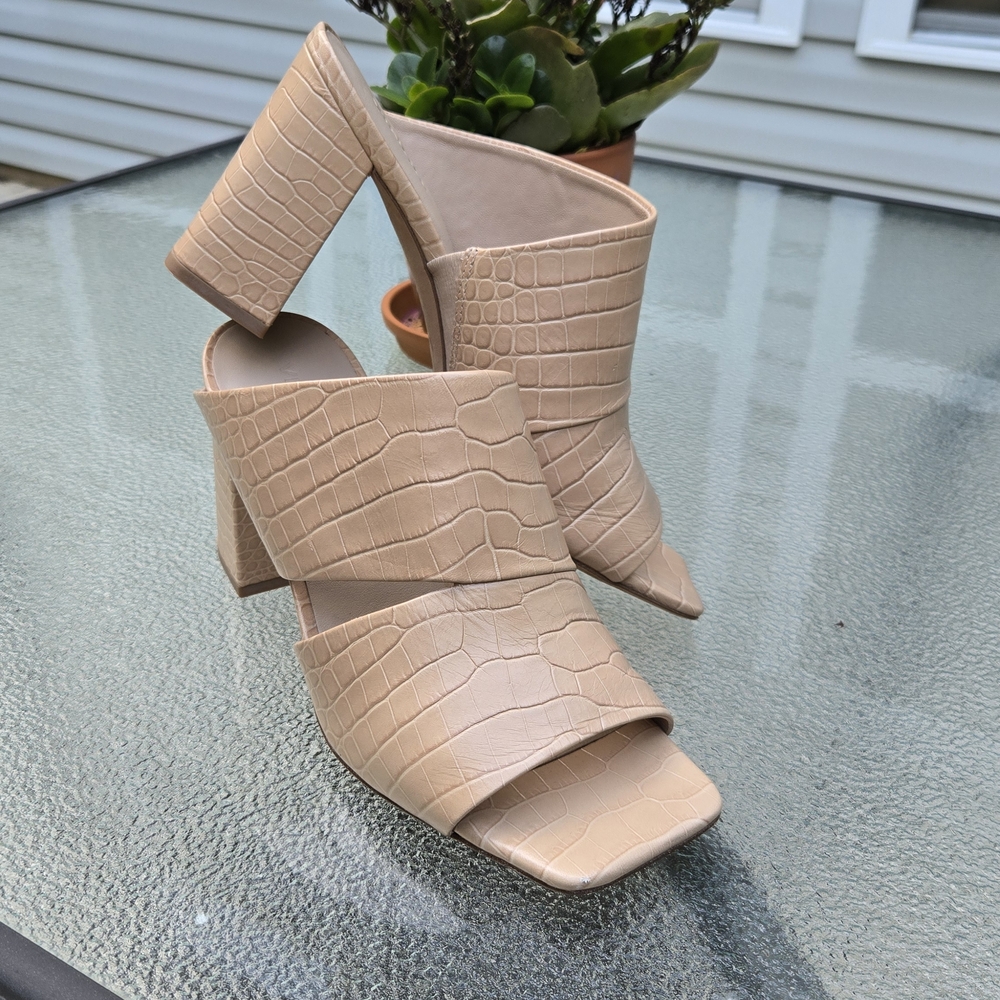 Vince Nelda Cutout Croc-Embossed Mules